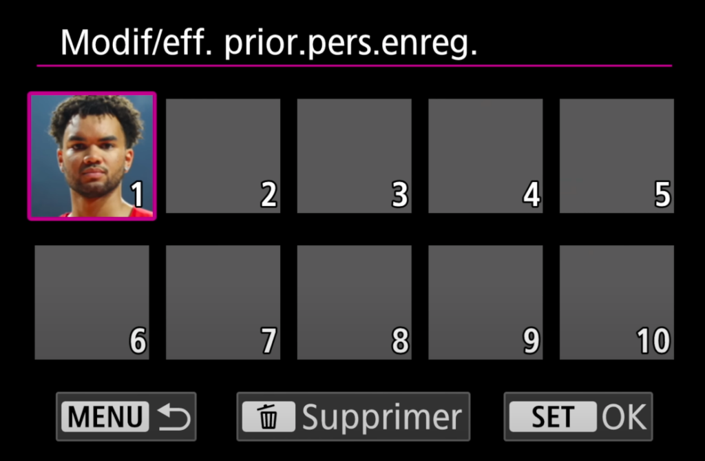 Enregistrer un visage sur le Canon R1 et R5 Mark II 