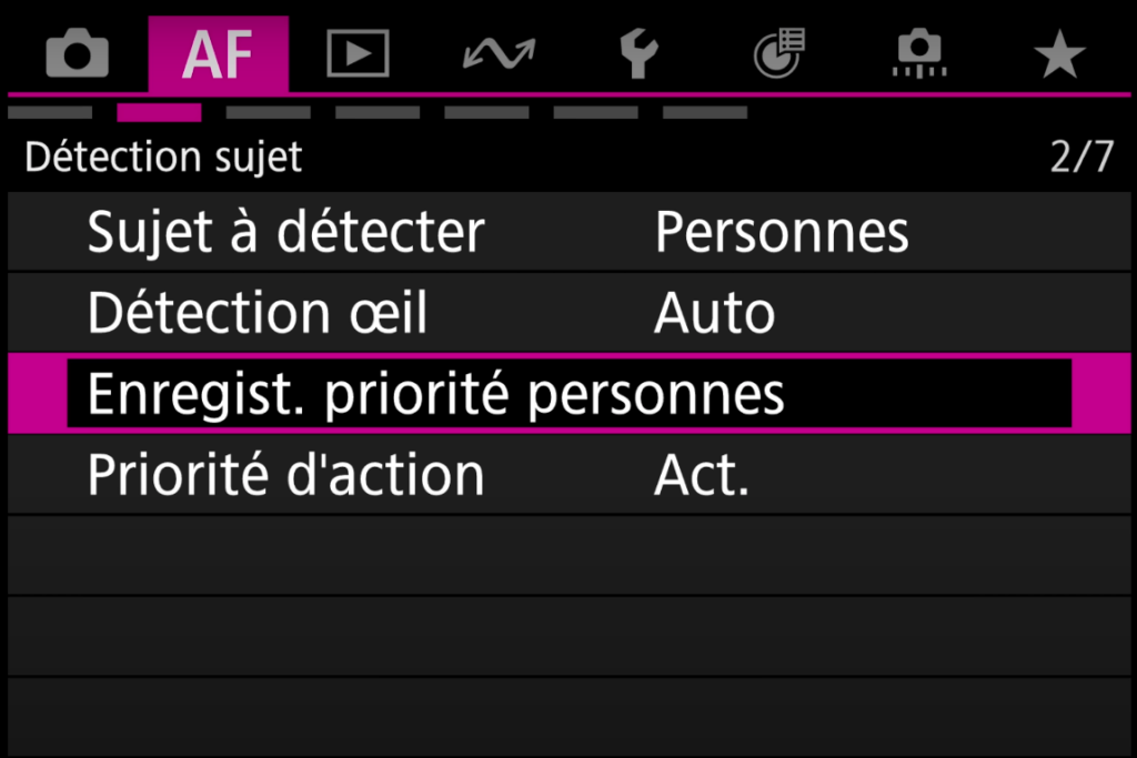 Tutoriel pour utiliser l'enregistrement d'une personne définie sur Canon R1 et R5 Mark II