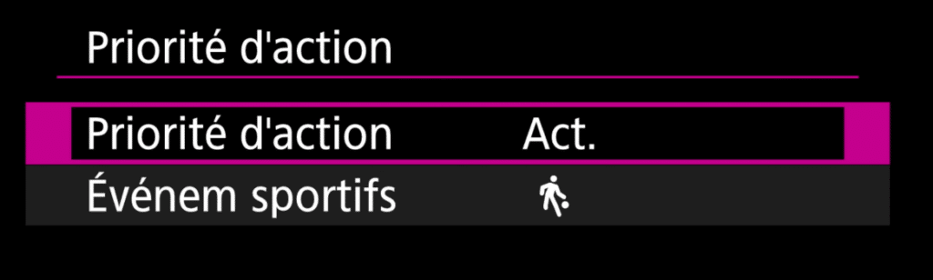 Mode priorité à l'action autofocus Canon 